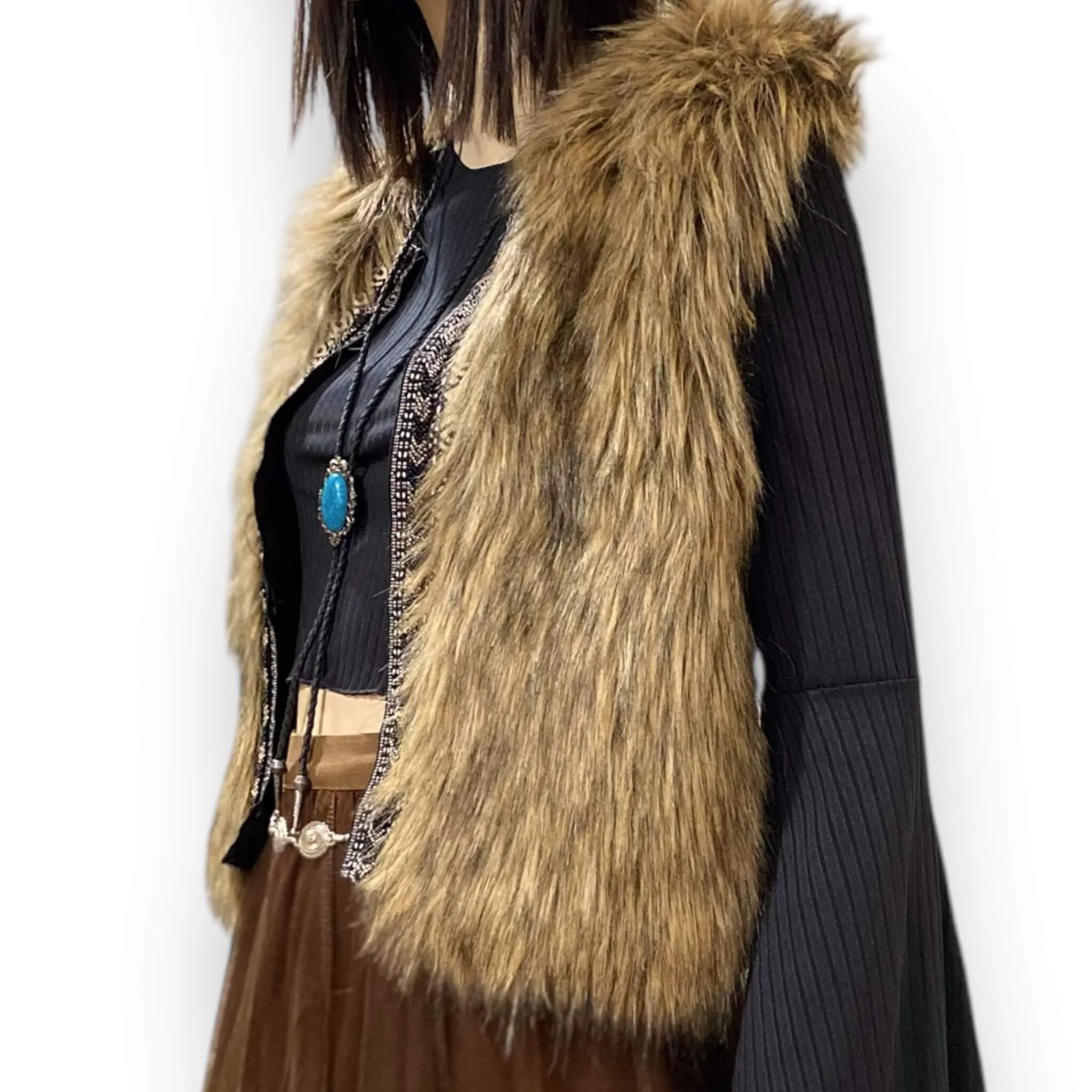 Women's Warm Brown Faux Fur Vest