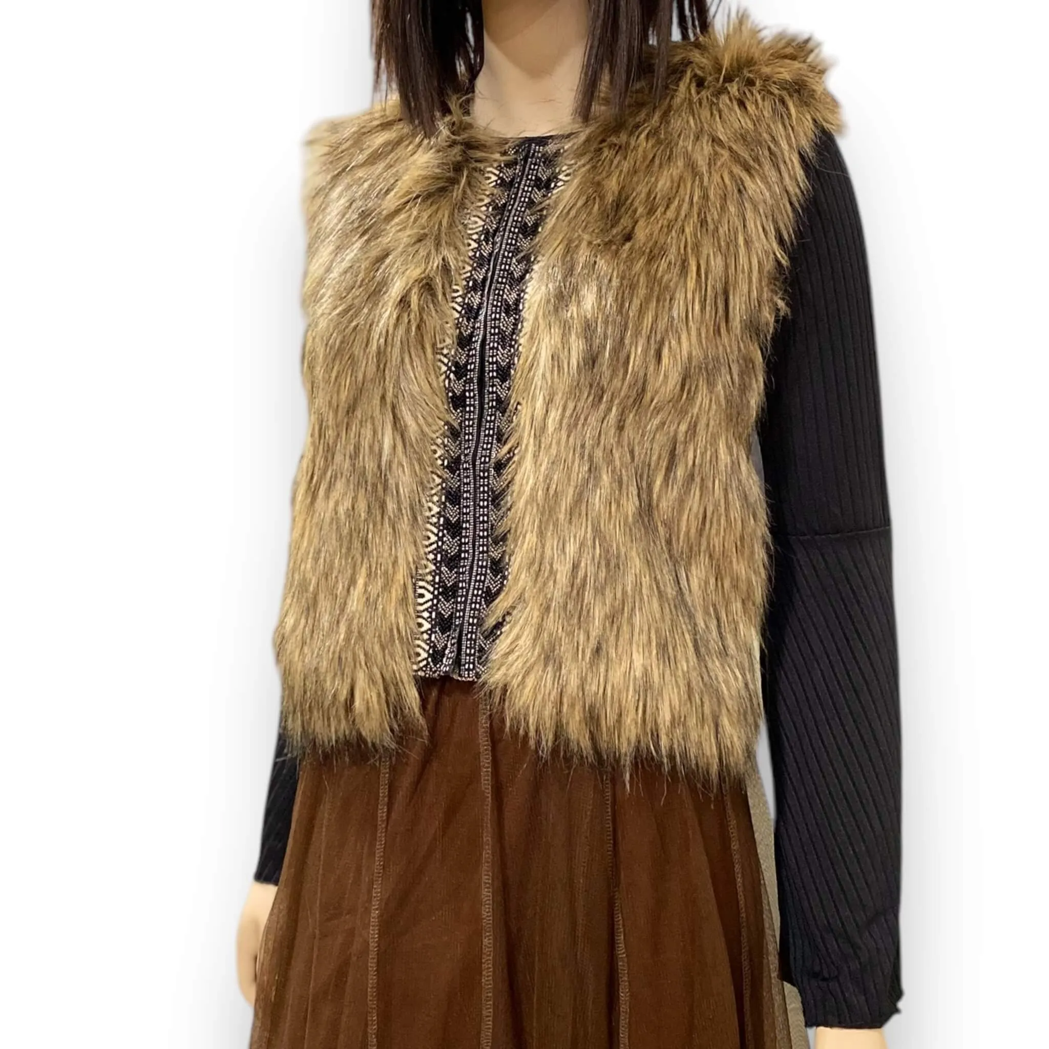 Women's Warm Brown Faux Fur Vest