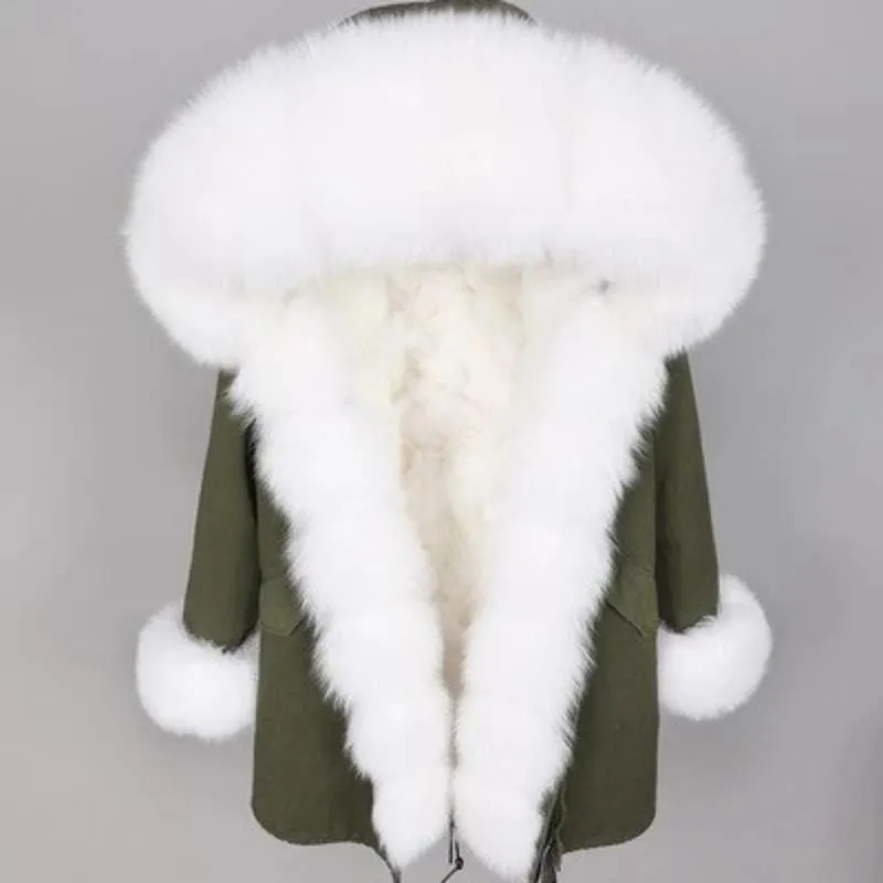 Women's Winter Casual Hooded Thick Parka With Fox Fur