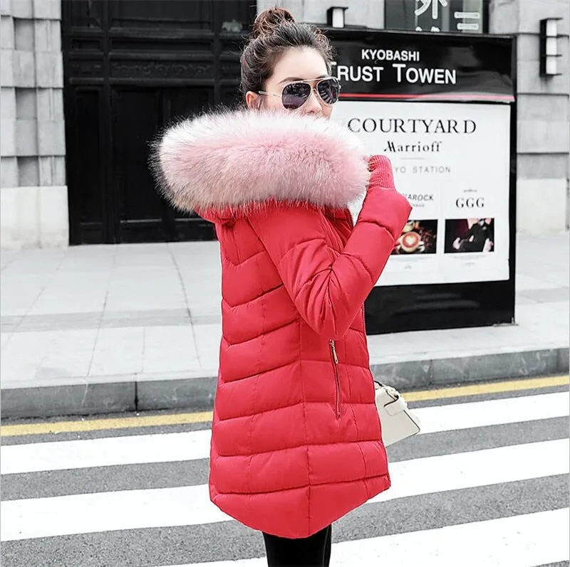 womens winter jackets and coats 2018 Parkas for women 4 Colors Wadded Jackets warm Outwear With a Hood Large Faux Fur Collar