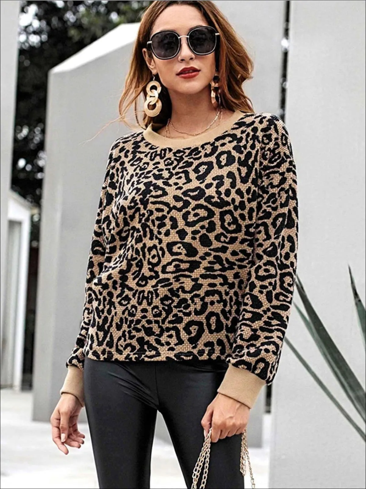 Women's Winter Knit Animal Print Casual Sweater